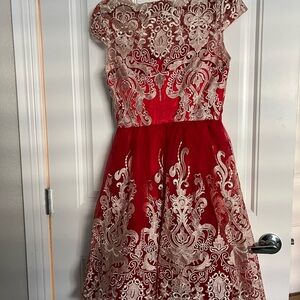 Chi Chi London UK Size 10 red and gold dress